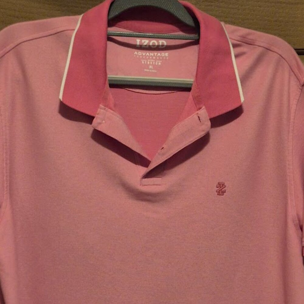 IZOD MEN'S ADVANTAGE PERFORMANCE LT. PINK GOLF POLO SHIRT SIZE XL